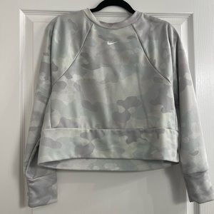 Nike snow Camo White and light Green dri-fit Crewneck